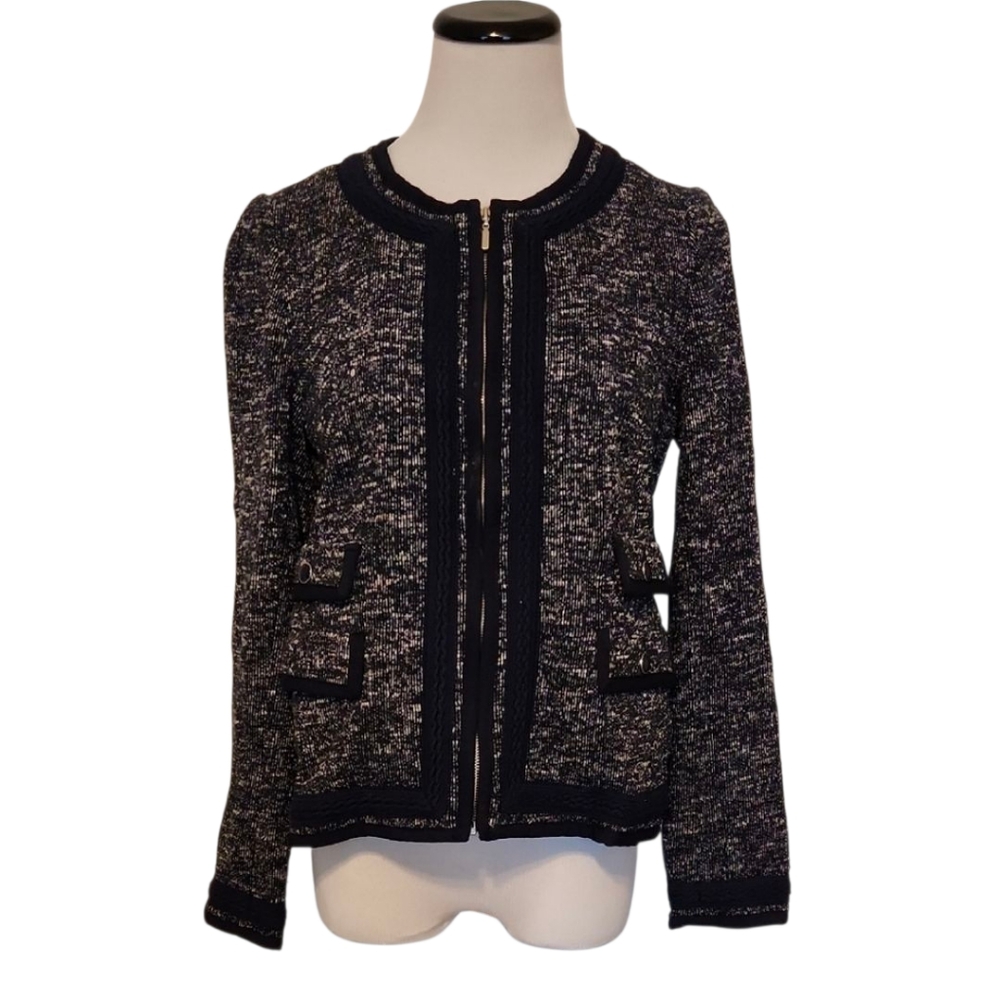 Talbots Navy and White Textured Jacket